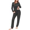 imageEkouaer Womens Pajamas Sets Long Sleeve Tops with Jogger Pants Soft Pjs Lounge Set Outfits with PocketsGrey Plaid