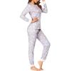 imageEkouaer Womens Pajamas Sets Long Sleeve Tops with Jogger Pants Soft Pjs Lounge Set Outfits with PocketsLight Grey Pink Star