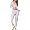 imageEkouaer Womens Pajamas Sets Long Sleeve Tops with Jogger Pants Soft Pjs Lounge Set Outfits with PocketsLight Grey Pink Star
