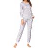 imageEkouaer Womens Pajamas Sets Long Sleeve Tops with Jogger Pants Soft Pjs Lounge Set Outfits with PocketsLight Grey Pink Star