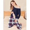 imageEkouaer Womens Pajamas Sets Long Sleeve Tops with Jogger Pants Soft Pjs Lounge Set Outfits with PocketsNavy Blue Plaid
