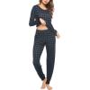 imageEkouaer Womens Pajamas Sets Long Sleeve Tops with Jogger Pants Soft Pjs Lounge Set Outfits with PocketsNavygreen Plaid