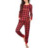 imageEkouaer Womens Pajamas Sets Long Sleeve Tops with Jogger Pants Soft Pjs Lounge Set Outfits with PocketsRed Big Plaid