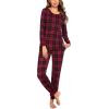 imageEkouaer Womens Pajamas Sets Long Sleeve Tops with Jogger Pants Soft Pjs Lounge Set Outfits with PocketsRed Black Plaid