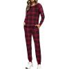 imageEkouaer Womens Pajamas Sets Long Sleeve Tops with Jogger Pants Soft Pjs Lounge Set Outfits with PocketsRed Black Plaid