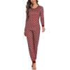 imageEkouaer Womens Pajamas Sets Long Sleeve Tops with Jogger Pants Soft Pjs Lounge Set Outfits with PocketsSnowflake