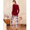 imageEkouaer Womens Pajamas Sets Long Sleeve Tops with Jogger Pants Soft Pjs Lounge Set Outfits with PocketsWine Red Plaid