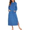 imageEkouaer Nightgowns for Women Cotton Nightgown Long Sleeve Hooded Night Gown Contrast Color Full Length Loungewear with PocketBlue Dog Footprints