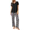 imageEkouaer Womens Pajama Sets 2 Piece Lounge Set Soft Pajamas for Women Set Short Sleeve and Long Pants Pjs with PocketsBlack
