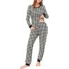 imageEkouaer Womens Pajamas Sets Long Sleeve Tops with Jogger Pants Soft Pjs Lounge Set Outfits with PocketsBlack Plaid