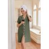 imageEkouaer Nightgowns for Women Button Down Night Gowns Short Sleeve Night Dress Notch Collar Sleep Shirt Pajama Dress S3XLArmy Green