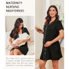 imageEkouaer Nightgowns for Women Button Down Night Gowns Short Sleeve Night Dress Notch Collar Sleep Shirt Pajama Dress S3XLBlack