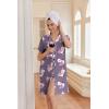 imageEkouaer Nightgowns for Women Button Down Night Gowns Short Sleeve Night Dress Notch Collar Sleep Shirt Pajama Dress S3XLFlower Purple