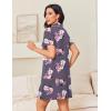 imageEkouaer Nightgowns for Women Button Down Night Gowns Short Sleeve Night Dress Notch Collar Sleep Shirt Pajama Dress S3XLFlower Purple