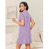 imageEkouaer Nightgowns for Women Button Down Night Gowns Short Sleeve Night Dress Notch Collar Sleep Shirt Pajama Dress S3XLLavender