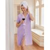 imageEkouaer Nightgowns for Women Button Down Night Gowns Short Sleeve Night Dress Notch Collar Sleep Shirt Pajama Dress S3XLLavender