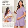 imageEkouaer Nightgowns for Women Button Down Night Gowns Short Sleeve Night Dress Notch Collar Sleep Shirt Pajama Dress S3XLLavender