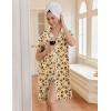 imageEkouaer Nightgowns for Women Button Down Night Gowns Short Sleeve Night Dress Notch Collar Sleep Shirt Pajama Dress S3XLLeopard Teddy Bear