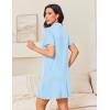 imageEkouaer Nightgowns for Women Button Down Night Gowns Short Sleeve Night Dress Notch Collar Sleep Shirt Pajama Dress S3XLLight Blue