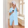 imageEkouaer Nightgowns for Women Button Down Night Gowns Short Sleeve Night Dress Notch Collar Sleep Shirt Pajama Dress S3XLLight Blue