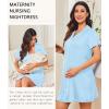 imageEkouaer Nightgowns for Women Button Down Night Gowns Short Sleeve Night Dress Notch Collar Sleep Shirt Pajama Dress S3XLLight Blue