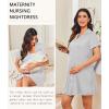 imageEkouaer Nightgowns for Women Button Down Night Gowns Short Sleeve Night Dress Notch Collar Sleep Shirt Pajama Dress S3XLLight Grey