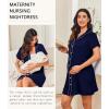 imageEkouaer Nightgowns for Women Button Down Night Gowns Short Sleeve Night Dress Notch Collar Sleep Shirt Pajama Dress S3XLNavy Blue