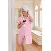 imageEkouaer Nightgowns for Women Button Down Night Gowns Short Sleeve Night Dress Notch Collar Sleep Shirt Pajama Dress S3XLPink