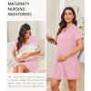 imageEkouaer Nightgowns for Women Button Down Night Gowns Short Sleeve Night Dress Notch Collar Sleep Shirt Pajama Dress S3XLPink