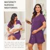 imageEkouaer Nightgowns for Women Button Down Night Gowns Short Sleeve Night Dress Notch Collar Sleep Shirt Pajama Dress S3XLPurple