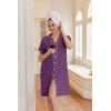 imageEkouaer Nightgowns for Women Button Down Night Gowns Short Sleeve Night Dress Notch Collar Sleep Shirt Pajama Dress S3XLPurple