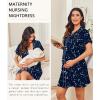 imageEkouaer Nightgowns for Women Button Down Night Gowns Short Sleeve Night Dress Notch Collar Sleep Shirt Pajama Dress S3XLStarry Sky