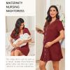 imageEkouaer Nightgowns for Women Button Down Night Gowns Short Sleeve Night Dress Notch Collar Sleep Shirt Pajama Dress S3XLWine Red