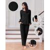 imageEkouaer Lounge Sets for Women Comfy Ribbed Knit Pajamas Fall Long Sleeve Sleepwear 2 Piece Casual LoungewearSXXLBlack