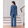 imageEkouaer Lounge Sets for Women Comfy Ribbed Knit Pajamas Fall Long Sleeve Sleepwear 2 Piece Casual LoungewearSXXLBlue