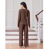 imageEkouaer Lounge Sets for Women Comfy Ribbed Knit Pajamas Fall Long Sleeve Sleepwear 2 Piece Casual LoungewearSXXLBrown