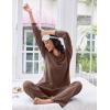 imageEkouaer Lounge Sets for Women Comfy Ribbed Knit Pajamas Fall Long Sleeve Sleepwear 2 Piece Casual LoungewearSXXLBrown