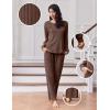 imageEkouaer Lounge Sets for Women Comfy Ribbed Knit Pajamas Fall Long Sleeve Sleepwear 2 Piece Casual LoungewearSXXLBrown