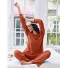 imageEkouaer Lounge Sets for Women Comfy Ribbed Knit Pajamas Fall Long Sleeve Sleepwear 2 Piece Casual LoungewearSXXLCaramel