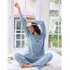 imageEkouaer Lounge Sets for Women Comfy Ribbed Knit Pajamas Fall Long Sleeve Sleepwear 2 Piece Casual LoungewearSXXLClear Blue