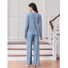 imageEkouaer Lounge Sets for Women Comfy Ribbed Knit Pajamas Fall Long Sleeve Sleepwear 2 Piece Casual LoungewearSXXLClear Blue