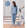 imageEkouaer Lounge Sets for Women Comfy Ribbed Knit Pajamas Fall Long Sleeve Sleepwear 2 Piece Casual LoungewearSXXLClear Blue