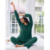 imageEkouaer Lounge Sets for Women Comfy Ribbed Knit Pajamas Fall Long Sleeve Sleepwear 2 Piece Casual LoungewearSXXLDark Green