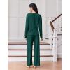 imageEkouaer Lounge Sets for Women Comfy Ribbed Knit Pajamas Fall Long Sleeve Sleepwear 2 Piece Casual LoungewearSXXLDark Green