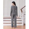 imageEkouaer Lounge Sets for Women Comfy Ribbed Knit Pajamas Fall Long Sleeve Sleepwear 2 Piece Casual LoungewearSXXLGrey
