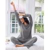 imageEkouaer Lounge Sets for Women Comfy Ribbed Knit Pajamas Fall Long Sleeve Sleepwear 2 Piece Casual LoungewearSXXLGrey