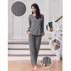 imageEkouaer Lounge Sets for Women Comfy Ribbed Knit Pajamas Fall Long Sleeve Sleepwear 2 Piece Casual LoungewearSXXLGrey