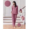 imageEkouaer Lounge Sets for Women Comfy Ribbed Knit Pajamas Fall Long Sleeve Sleepwear 2 Piece Casual LoungewearSXXLPurple Red