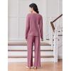 imageEkouaer Lounge Sets for Women Comfy Ribbed Knit Pajamas Fall Long Sleeve Sleepwear 2 Piece Casual LoungewearSXXLPurple Red