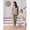 imageEkouaer Lounge Sets for Women Comfy Ribbed Knit Pajamas Fall Long Sleeve Sleepwear 2 Piece Casual LoungewearSXXLTea Grey